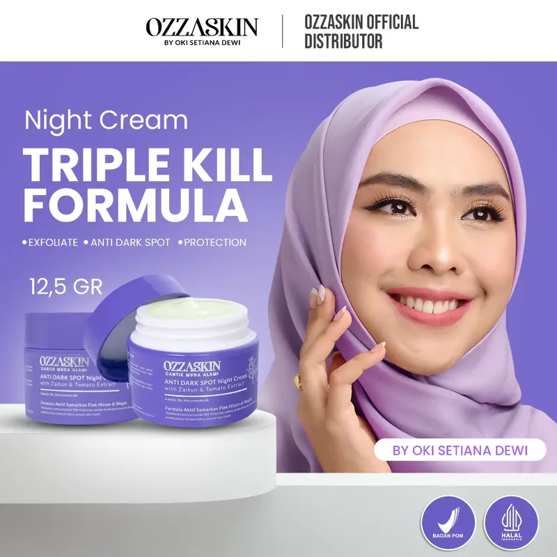 Ultimate Night Cream Ozzaskin 12,5 Gr by Oki Setiana Dewi - Pelembab Perawatan Flek Hitam - Promo Live moisturiser & mist anti flek 1