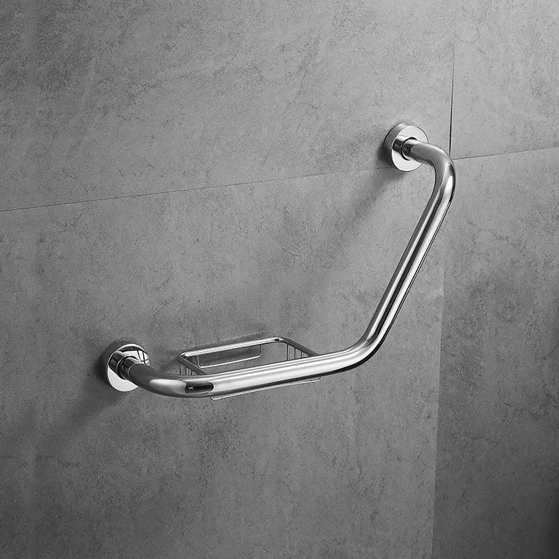 Grip Bar Stainless L 50cm + tempat ral sabun batang - Pegangan grab bar Handle kamar Mandi Tembok dinding gagang bathtub disable bar orang tua sakit lansia  /S10A 4