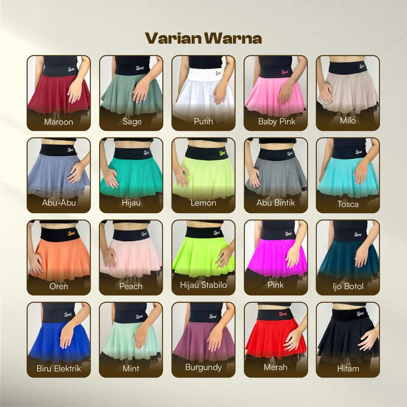 KADENS Outer Rok/Sport Skirt/Rok Mini Olahraga Wanita/Rok Olahraga Wanita/Rok Mini Tenis Gym Senam Yoga Aerobic Zumba/Tennis Mini Skirt 5