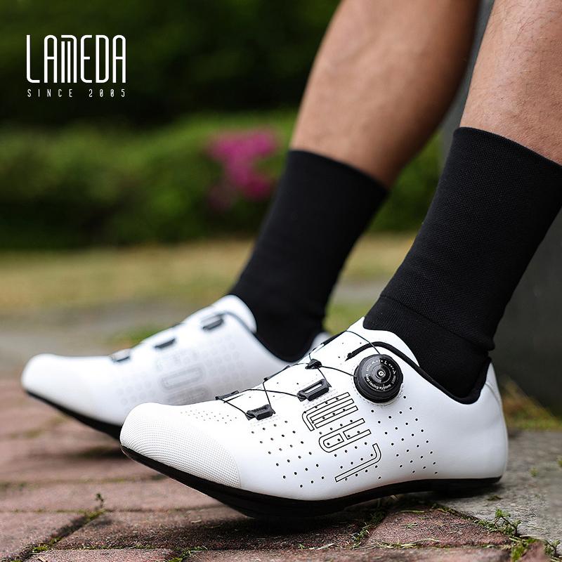Giày Đạp Xe Chuyên Nghiệp, LAMEDA, Dành Cho Nam Giới, Đế Cao Su, Giày Đi Xe Đạp, Mặt Trên Microfiber, Thích Hợp Cho Xe Đạp Đường Trường, Giày Mở Khóa, Hàng Mới Về