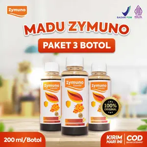 Zymuno Madu Zymuno Original Asli Halal BPOM 200 Ml Paket 3 Botol Honey Syrup Sirup Jelly Madu Alami Daun Kelor Temulawak