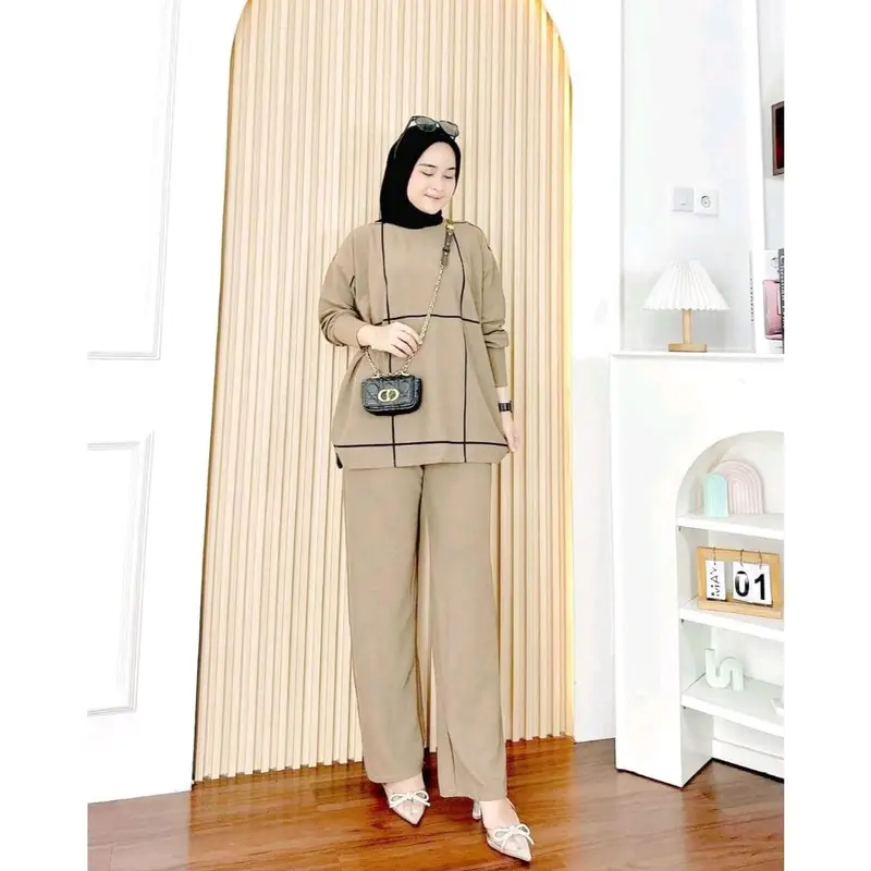 Setelan Wanita Muslim Fames Vior Cringkle Premium All Size to XL Casual 2