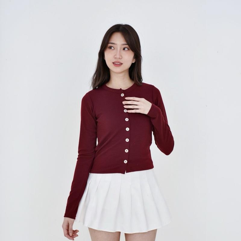 SELVER - Cardigan Knit Atasan Wanita Korean Top Outer Rib Knitted Premium