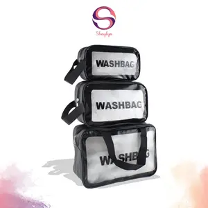 Tas Kosmetik Wanita Tas Pouch Kosmetik Motif Polos Transparant Waterproof New Collection KD08