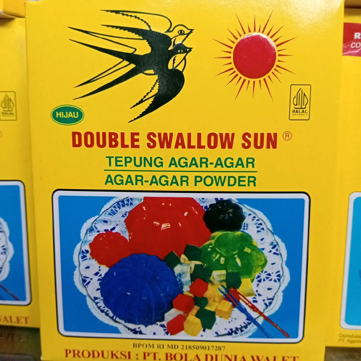 Agar Swallow warna hijau sebox isi 12pcs
