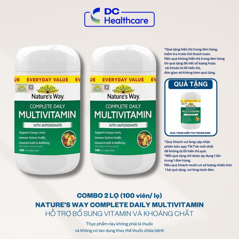 COMBO 2 VITAMIN TỔNG HỢP ÚC TPBVSK Vitamin tổng hợp Nature's Way Complete Daily Multivitamin Lọ 100 viên hỗ trợ bổ sung vitamin và khoáng chất cho người lớn