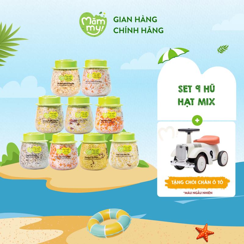 [Tặng xe Chòi OTO] Set 9 hũ Hạt Mix Mămmy tỉ lệ khoa học bổ sung chất sơ, vitamin... cho bé ăn dặm từ 6 tháng - Hạt kê nếp, diêm mạch, đậu lăng đỏ, óc chó & quinoa...