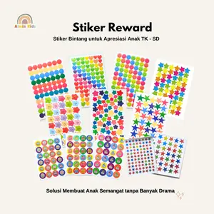 Almia Kids - Sticker Reward/Stiker Apresiasi Anak/Stiker Bintang Warna Warni/Stiker Motivasi Bintang Tempel untuk Apresiasi Belajar Anak TK/PAUD/SD  Stationery