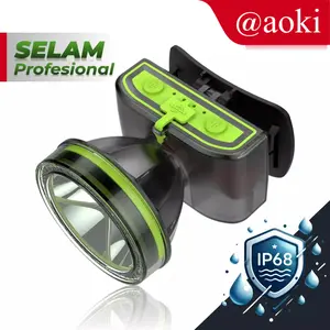 AOKI Senter kepala Selam Waterproof IP68 – 3 Mode Cahaya, Baterai 2000mAh, LED 900LM Headlamp