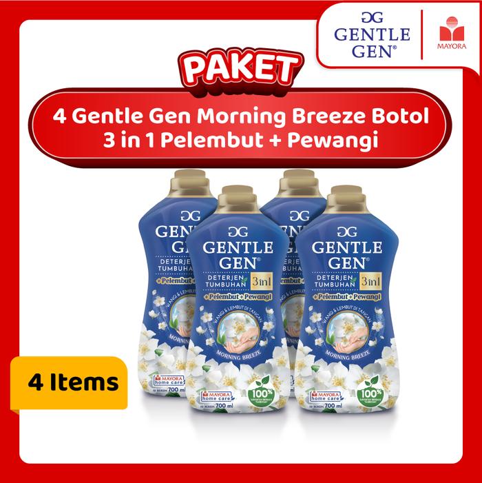 Gambar Paket 4 Gentle Gen Morning Breeze Botol 3in1 Pelembut + Pewangi dari Mayora Kota Administrasi Jakarta Barat Tokopedia
