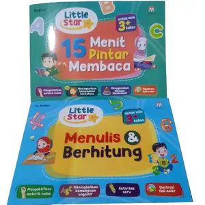 Paket 2 Buku Little Star 15 Menit Pintar Membaca dan Menulis & Berhitung Metode Mentessori ilustrasi Full Colour