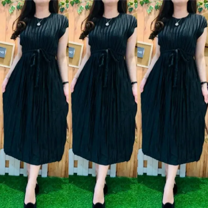DRESS DASTER GAUN MLM PILSKET WANITA MIDI PENDEK LENGAN PENDEK BUSUI RESLETING DEPAN TALI SAMPING ELGEAN NYAMAN SANATAI 8