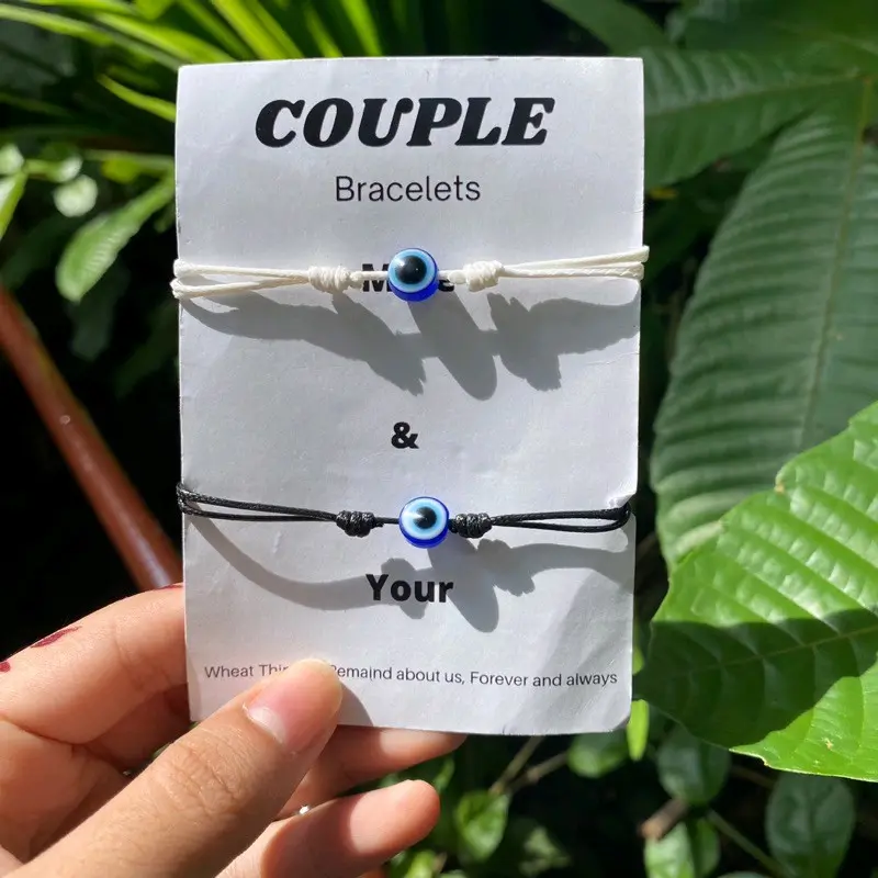 Gelang Couple Evil Eyes Mata Biru Simpel Elegan Tali Korea Waterprof Bracelets