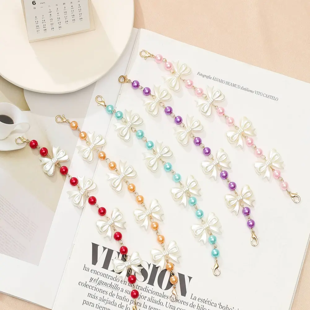 Artificial Pearl Mouth Cover Anti-lost Rope Butterfly Glasses Chain Fashion