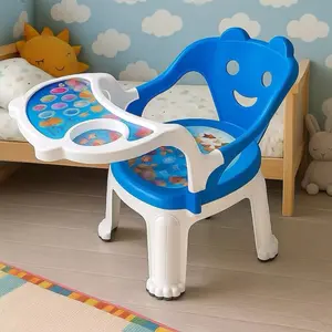 Kimberlyonshop Kursi Makan Bayi Tabitha 796 - Bangku Belajar Anak Plastik Berkualitas 32.5x32.5x40.5cm - Warna Random Biru Merah Orange - Cocok Usia Hingga 5 Tahun Anak-Anak