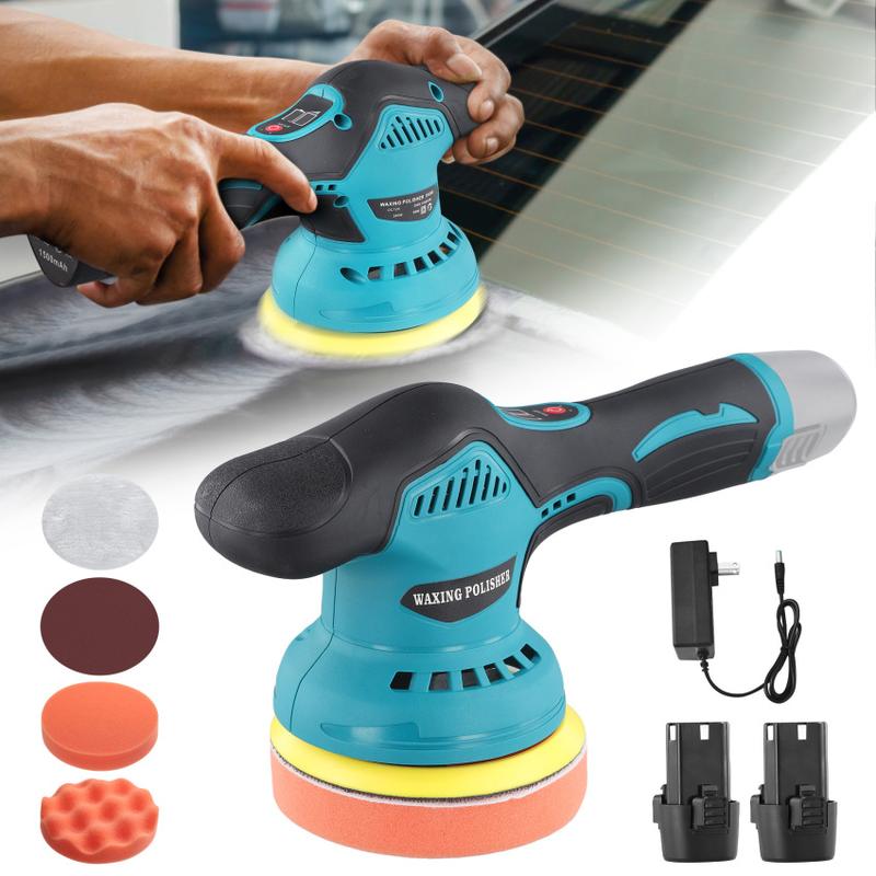12V Cordless Car Polisher With 2 Lithium Batteries 8 Gears 380W Lithium ...
