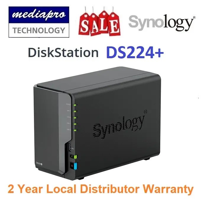 Synology DiskStation DS224+ 2-Bay NAS ( Replace DS220+ , without HDD ) - 2 Years Local Distributor Warranty