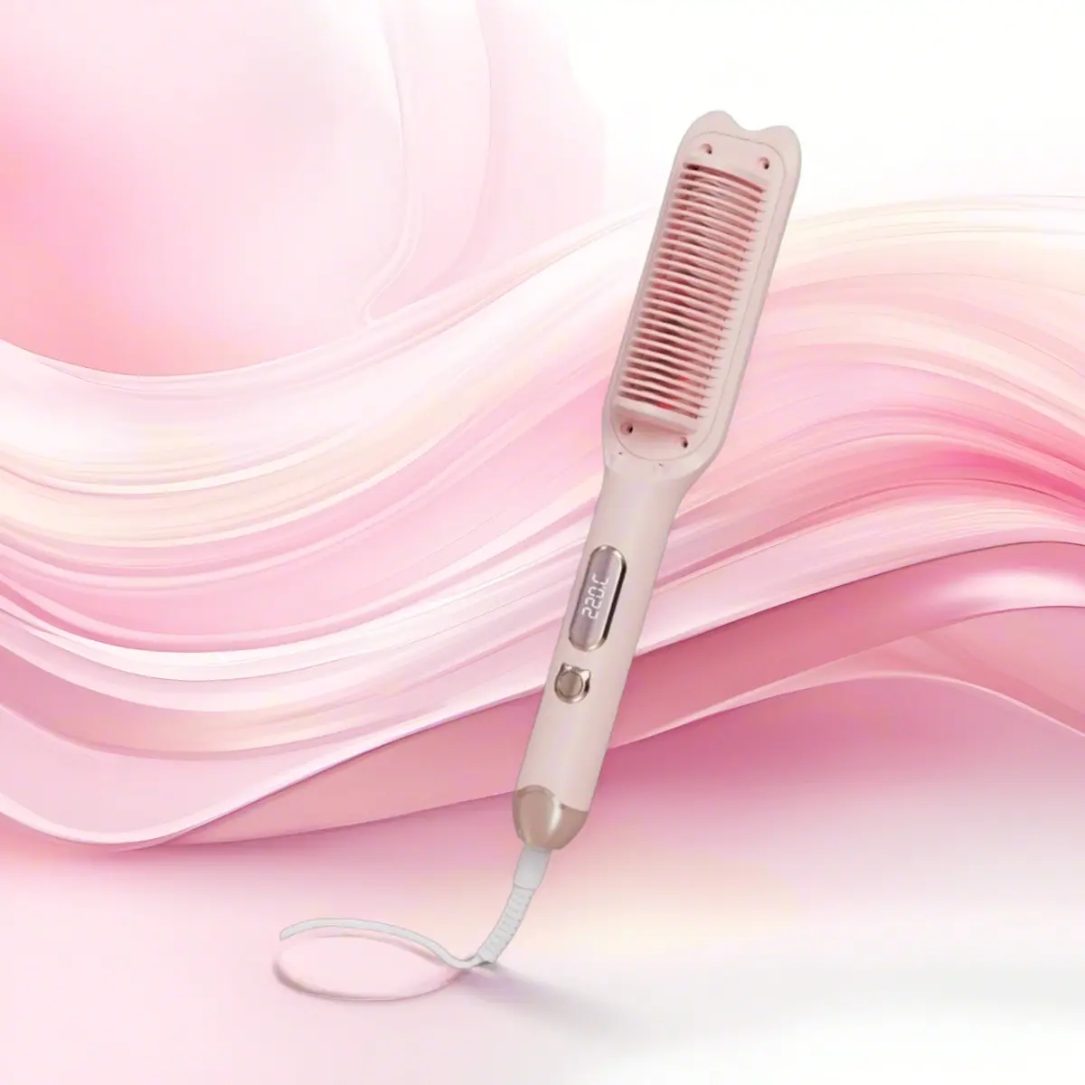 ストレートブラシ＆アイロン—ヘアケア用ストレートブラシで、4段階温度