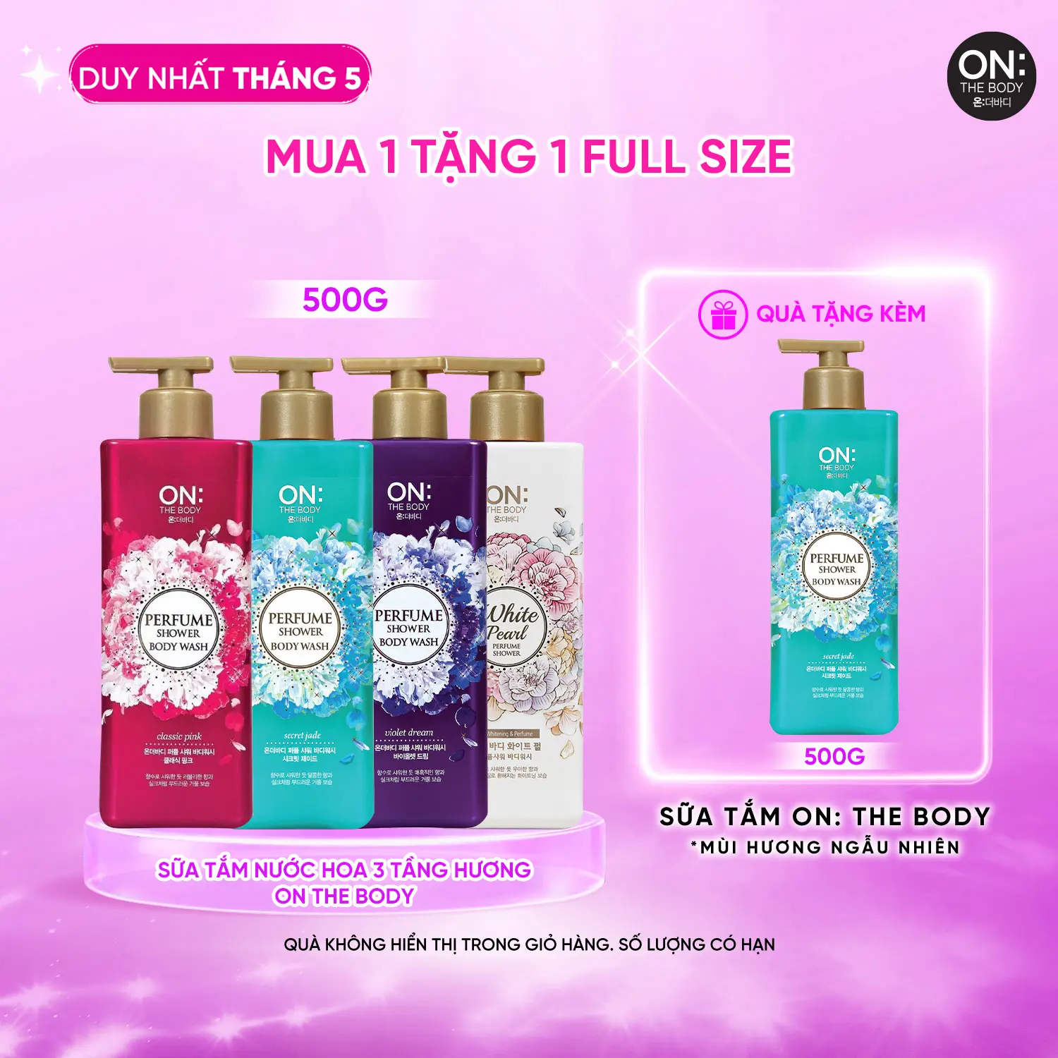 [On: the body Official] [CHỈ TẠI LIVESTREAM] Sữa tắm nước hoa 3 tầng hương On: the body 500g