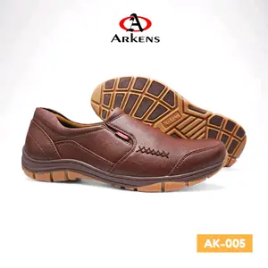 Sepatu Kulit Pria ARKENS AK-005 Slip On Formal - Kulit Sintetis - Real Picture - Ukuran 39-43 Flat Pantofel Kerja Shoes Pesta