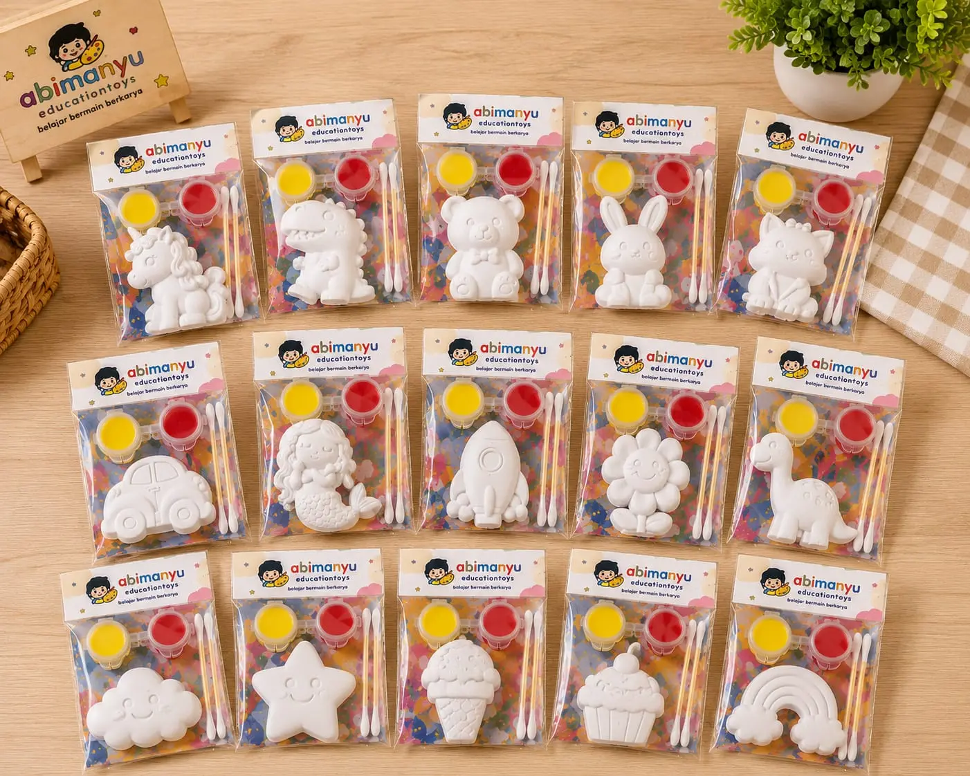 50 Pcs Paket Usaha Melukis Patung Gypsym Mewarnai Patung gypsum Mainan Edukasi Anak Gypsum Painting