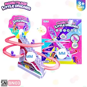 Mainan Pendidikan Anak Track Musik Seluncuran Tangga Kuda Poni Unicorn Sliding Lampu Toys