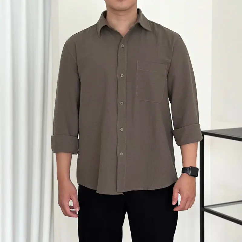 kemeja pria. kemeja linen lengan panjang kemeja linen premium kemeja pria linen kemeja pria lengan panjang 8