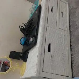 Alfa23gallery Meja TV Rotan Sintetis dengan Laci 3 Minimalis Kayu Mahogani Tahan Lama Cocok untuk Furniture Anda