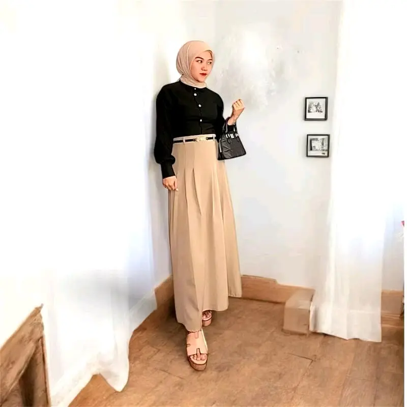 TITIKSTORE.ID-Joy Skirt-rok flare Wanita Korean Style- Bahan semiwoll lokal_Model Panjang & Midi Bawahan Cewek Maxi 3