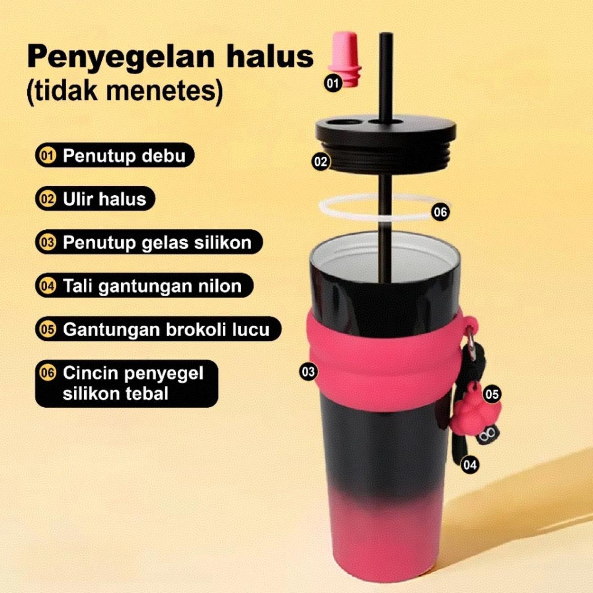 [Ramadan Essentials] HomieVolt Cangkir Sippy Level Tinggi Stainless Steel 316 710ML Pink wangsit Tampilan Seperti Big McS inkap-independentishly-raya