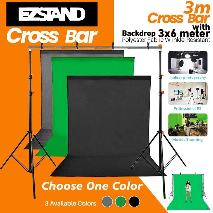 Gambar EZ Stand Portable Background Stand + Backdrop Background Studio 3x6M - Abu-abu dari MACRO.id Kota Administrasi Jakarta Barat Tokopedia