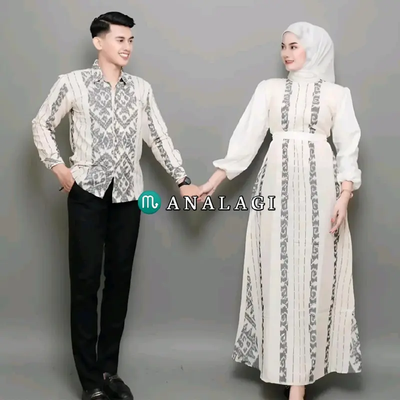 Baju Couple Tenun putih Baju Keluarga Set Couple 2