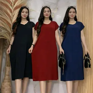 Paket Hemat Daster Jumbo 100ribu Dapat 4pcs Motif Polos LD 140cm PB 110cm Bahan Spandek Jersey Busui Friendly Daster Midi Polos Spandek Jersey Cocok Untuk Berbagai Aktivitas Santai