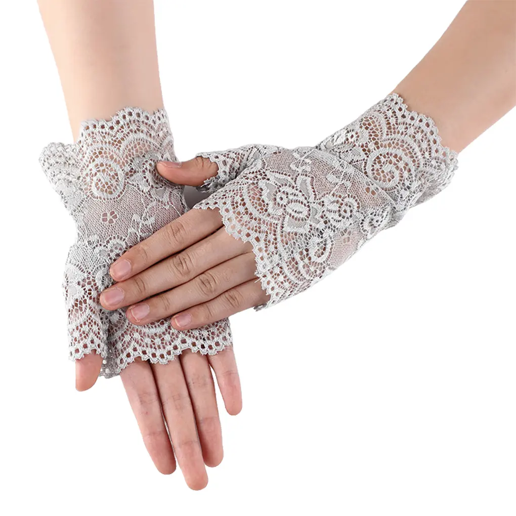 1 Pair Women Mittens Lace Fingerless Wedding Party Gloves Short Bride Wearable Fashion Comfortable Exquisite Breathable