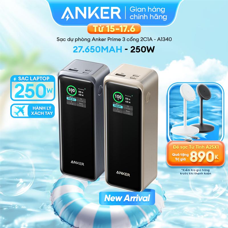 [Anker Prime] Pin Dự Phòng Anker Prime 27.650mAh | Công suất lớn cực đại 250W | 3 cổng 2C1A sạc 3 thiết bị cùng lúc | Hỗ trợ App điều khiển | Màn hình led thông minh | Sạc nhanh cho điện thoại laptop - A1340