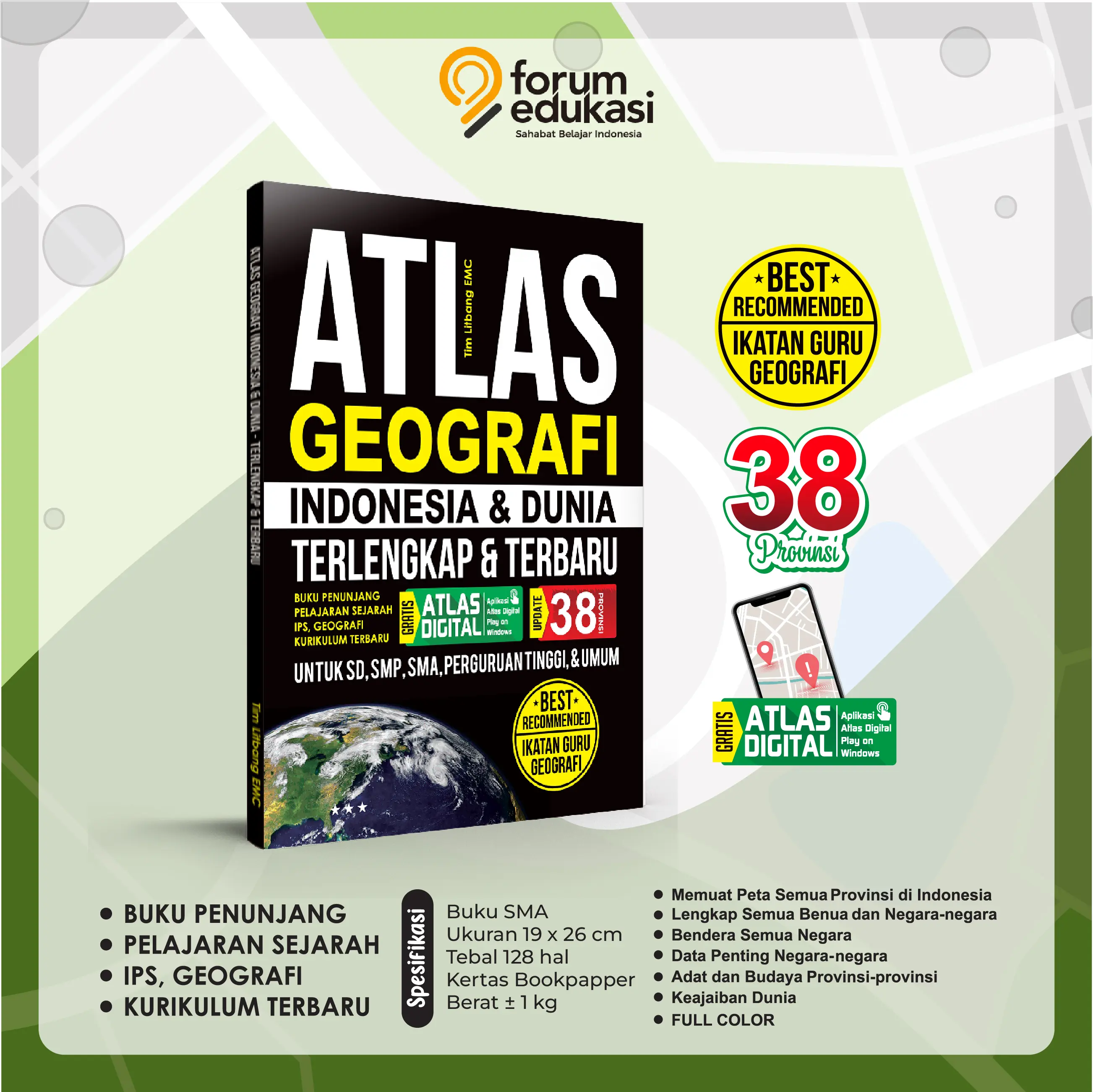 BUKU ATLAS INDONESIA DAN DUNIA (38 PROVINSI)