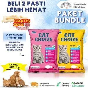 [BEBAS KERUSAKAN] PAKET BUNDLING PLUS +VITAMIN Makanan Kucing CAT CHOIZE KITTEN 1 KG DAPAT 2 PCS