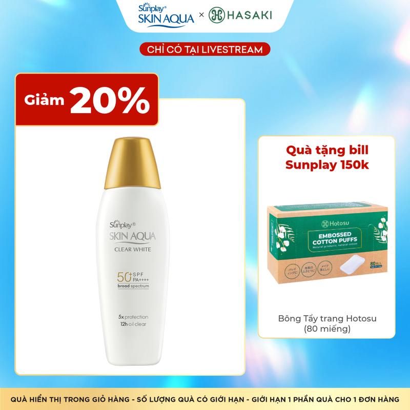 [Livestream 12H-24H] Sữa Chống Nắng Sunplay Skin Aqua Clear White SPF50+ PA++++ | HASAKI BEAUTY