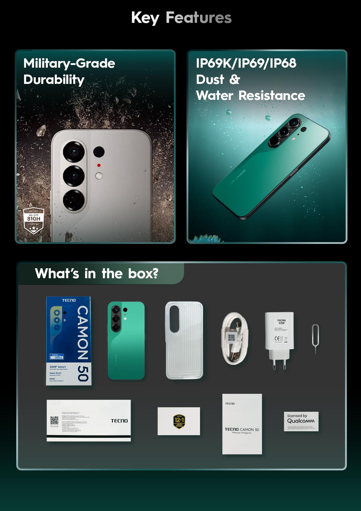 [NEW] [SUPERZOOM FLASHSNAP] TECNO CAMON 50 8GB+8GB*/128GB, 50MP Sony + 8MP Ultra Wide, 32MP Front Camera, 1.5K 144Hz AMOLED, Mediatek Helio G200 Ultimate , IP69K, 45W Ultra Charging, camon50