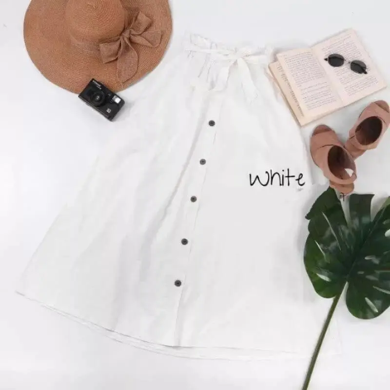 RMJ putih Tali Usia 5-12 Tahun dengan Bahan Premium Berkualitas Tinggi untuk Gaya Fashion Perempuan hitam 11–12 12-13 Tahun White Skirts korean style 9-10 tahun  Rok Anak xxl 6-7 tahun kancing krem rumbai