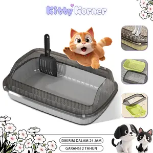 Cat Litter Box Pet Toilet Tempat Bak Pasir Kucing Tempat Pup Free Sekop
