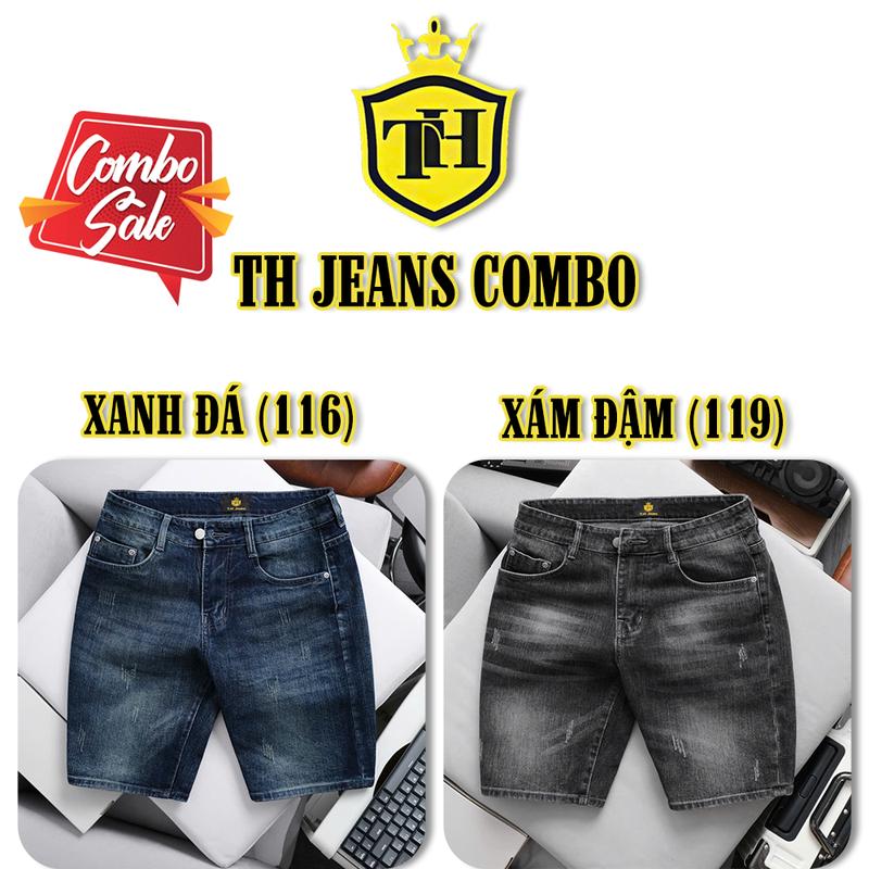 SP:BÁN CHẠY! Combo 2 Quần Short Jean Nam Cao Cấp,Phom Ngang Gối,Size 28-34 đủ màu Freeship Denim Cao Cấp chất vải mềm mại co giãn tốt.- TH JEA 6868