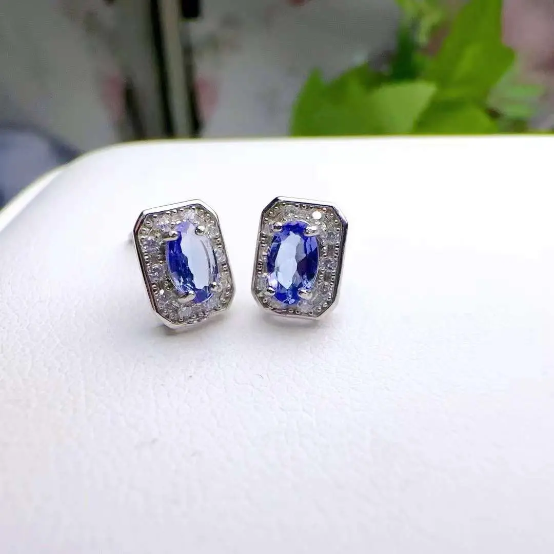 Bông Tai Tanzanite Tự Nhiên, Chất Liệu S925, 0017