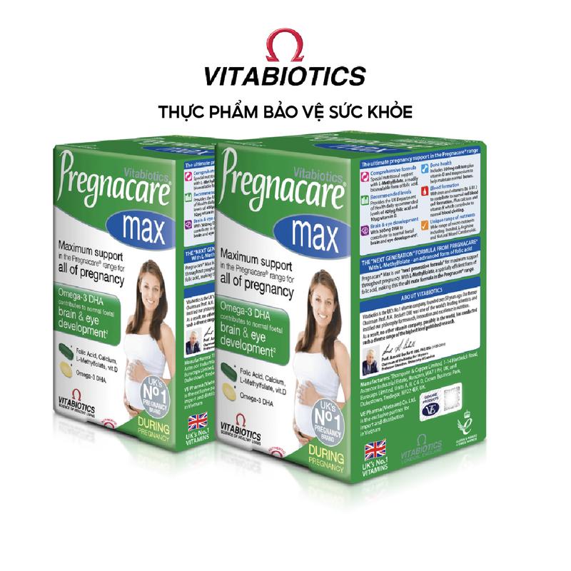   Live   Mẹ bầu  Combo 2 Hộp Thực Phẩm Bảo Vệ Sức Khoẻ PREGNACARE MAX - Hỗ Trợ Bổ Sung Vitamin & Khoáng Chất Cho Phụ Nữ Mang Thai Và Cho Con Bú  84 Viên  - Thương Hiệu Vitabiotics 