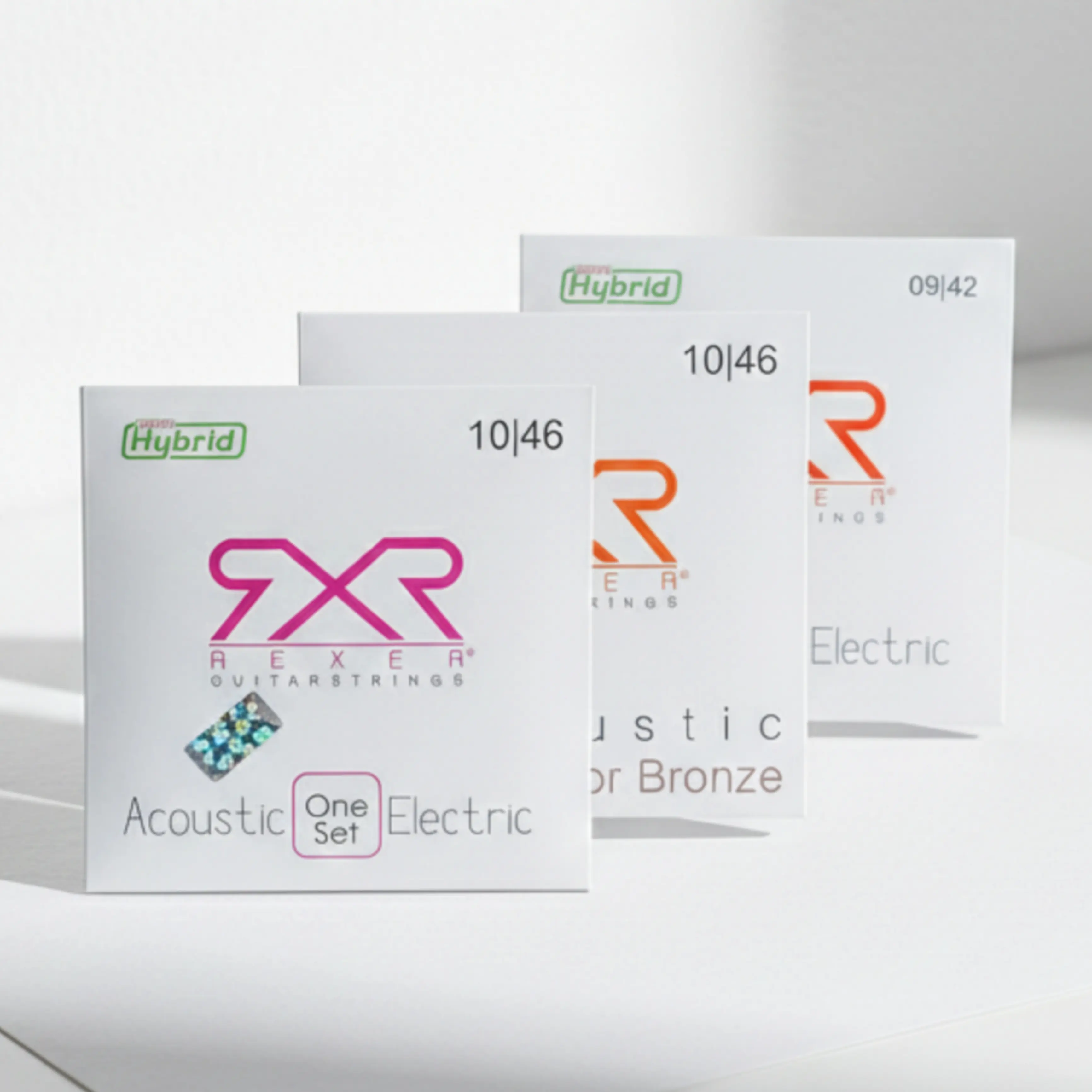RexeR Senar Gitar Acoustic & Electric Hybrid & Phosphor Bronze 10/46 Light & 09/42 Super Light Kualitas Suara Prima Durabilitas Tinggi Original RexeR Acoustic & Electric Guitar Strings