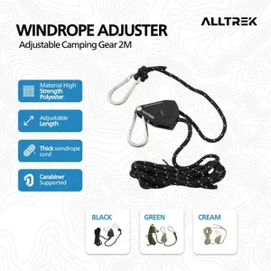 ALLTREK Tali Guyline Katrol With Carabiner Wind Rope reflective