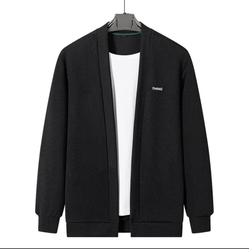 Kemeja pria dewasa premium : HH4 Kardigan Panjang cardigan zenitsu Pria Atasan crewneck cowok vintage Knitwear Hitam Katun Baju Sweater knit 5