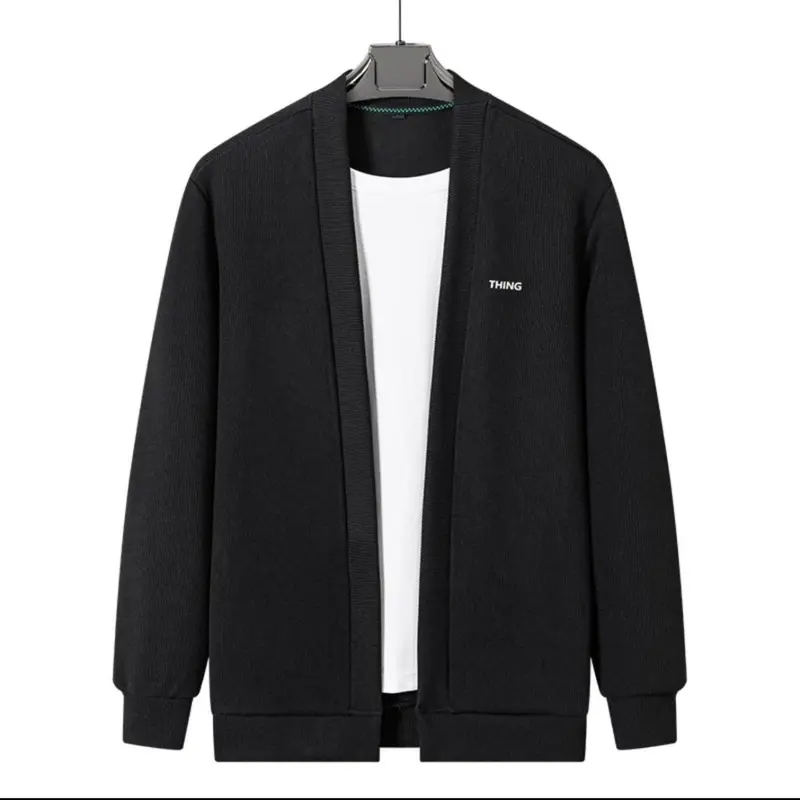 Kemeja pria dewasa premium : HH4 Kardigan Panjang cardigan zenitsu Pria Atasan crewneck cowok vintage Knitwear Hitam Katun Baju Sweater knit 4