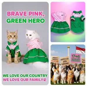 Migo Design 178 Baju Couple 17 + 8 Tuntutan Rakyat Brave Pink Green Hero Dress Kemeja Kasual / Pakaian AnaBul Kucing/Anjing Hewan Peliharaan Jantan Betina / Pet Costume Kostum