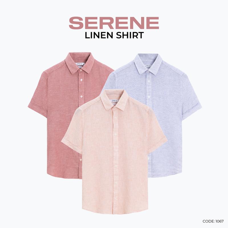 Áo Sơ Mi Nam URBAN Menswear Nhung Shirt Cộc Tay, Chất Đũi, Mềm Mịn, Nhẹ Mát, Thoáng Khí, Thấm Hút Mồ Hôi Tốt, Trơn Basic, Dễ Phối Đồ NO.1067, mau xanh aonam  dep áo  hè  nam  đẹp